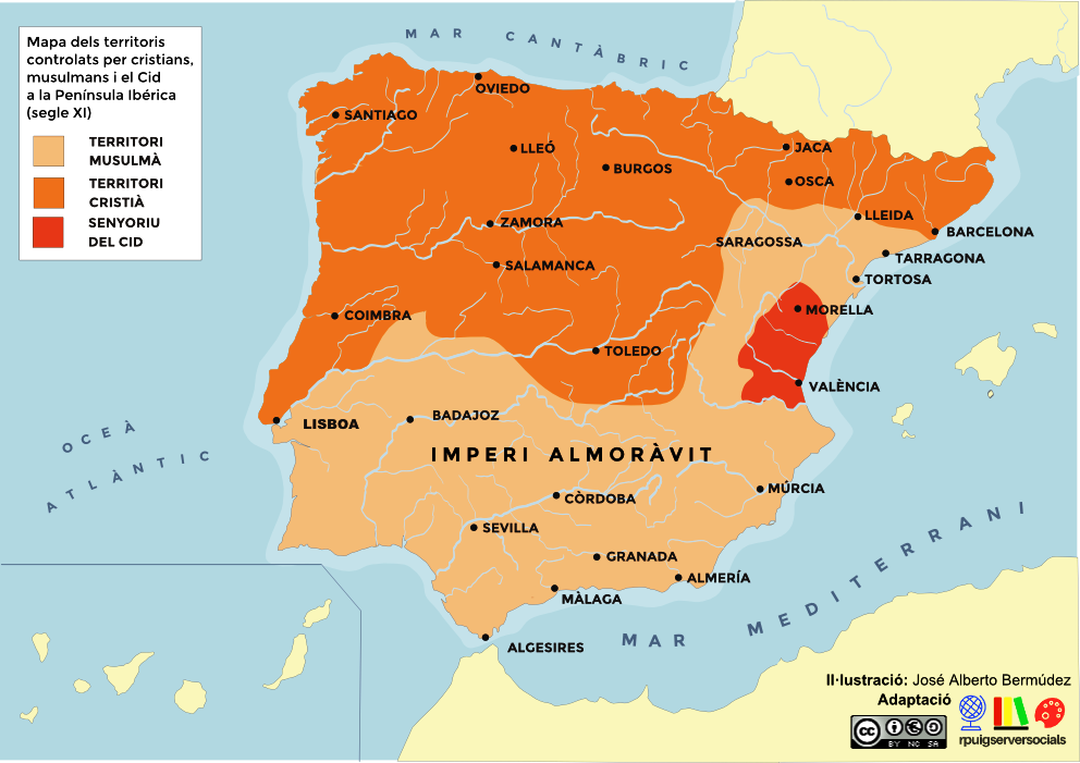 mapa cristians musulmans i el cid